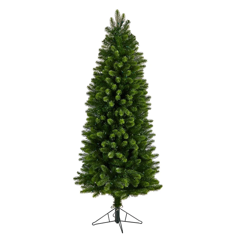 6ft. Pre-Lit Slim Virginia Spruce Artificial Christmas Tree, Warm White LED Lights