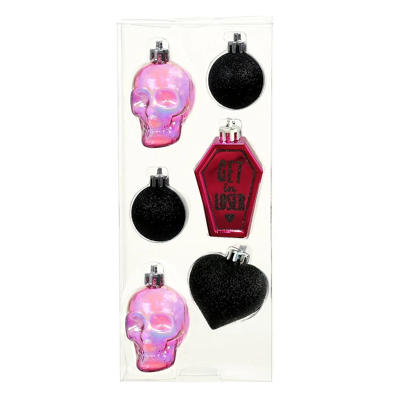 Pink Skulls 6 Piece Plastic Ornament Set by Ashland®