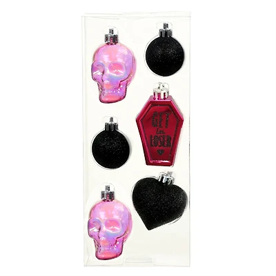 Pink Skulls 6 Piece Plastic Ornament Set by Ashland®