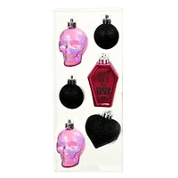 Pink Skulls 6 Piece Plastic Ornament Set by Ashland®