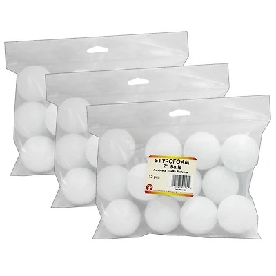 Hygloss® 2" Craft Foam Balls, 3 Packs of 12