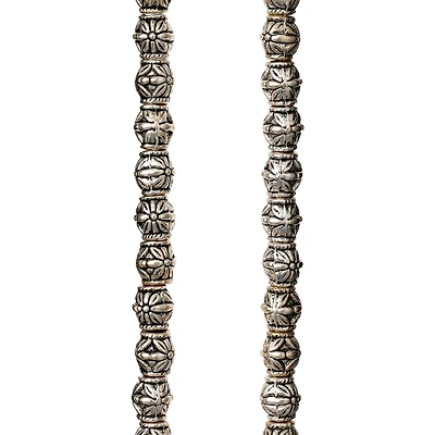 Antique Silver Carved Flower Tube Beads, 7mm by Bead Landing™