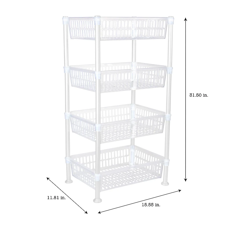 Kitchen Details White 4-Tier Slim Shelf