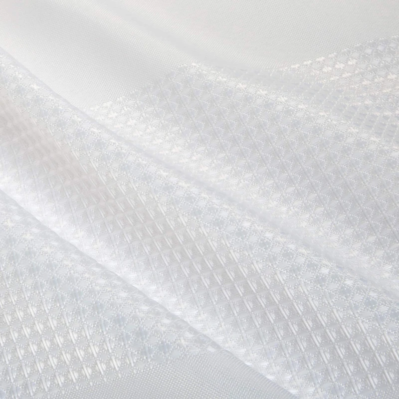 Elle Décor White Jacquard Weave Shower Curtain