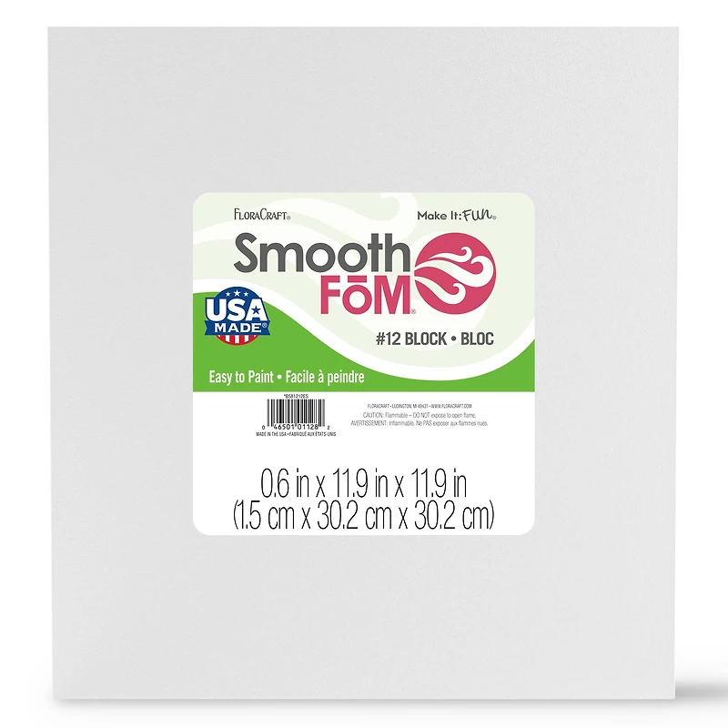 FloraCraft® SmoothFōM® 12" x 12" x 5/8" White Foam Block
