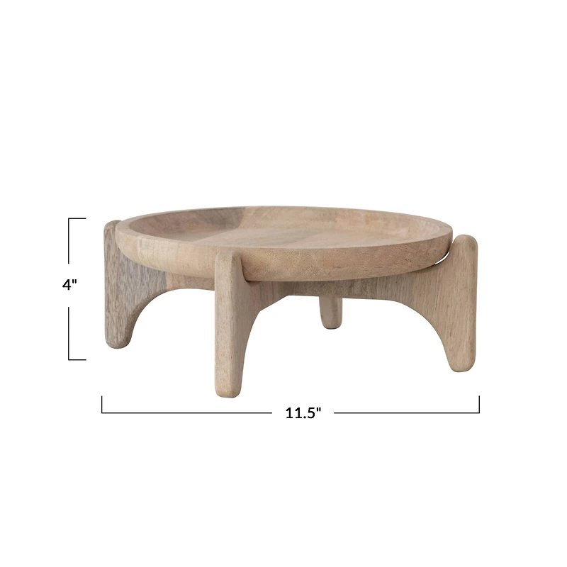 Hello Honey Round Wooden Platter with Stand, Natural