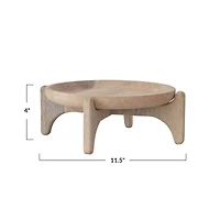 Hello Honey Round Wooden Platter with Stand, Natural