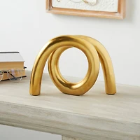 12" Gold Ceramic Abstract Rounded Loop Sculpture