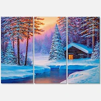 Designart - Old Cabin In Winter Forest I