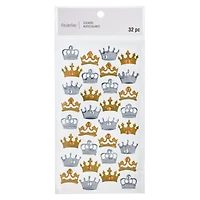 12 Packs: 32 ct. (384 total) Silver & Gold Crown Gemstone Stickers by Recollections™