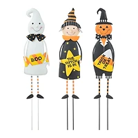 Glitzhome® 2ft. Halloween Metal Ghost, Witch and Pumpkin Yard Stake Set