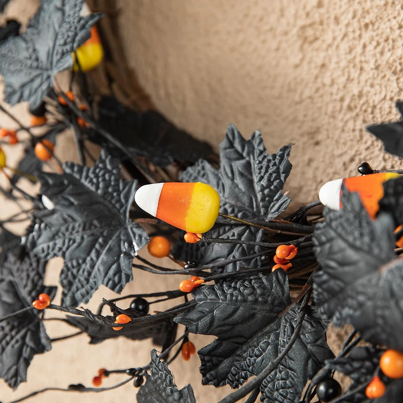 Glitzhome® 24" Halloween Candy Corn Berries Wreath