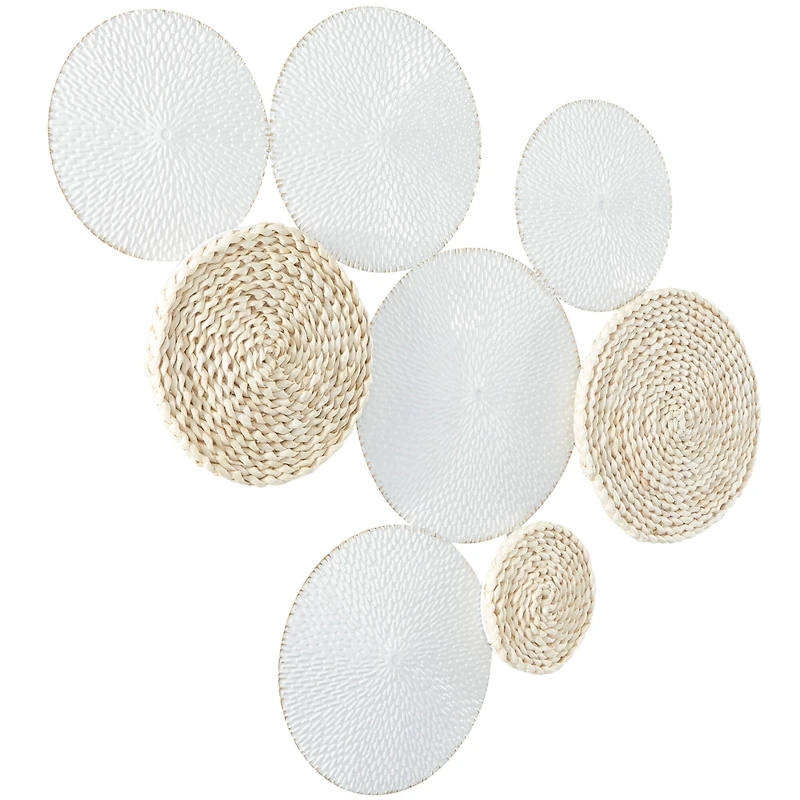 The Novogratz White Metal Rope Design Plate Wall Decor with Textured Pattern 37" x 1" x 31"