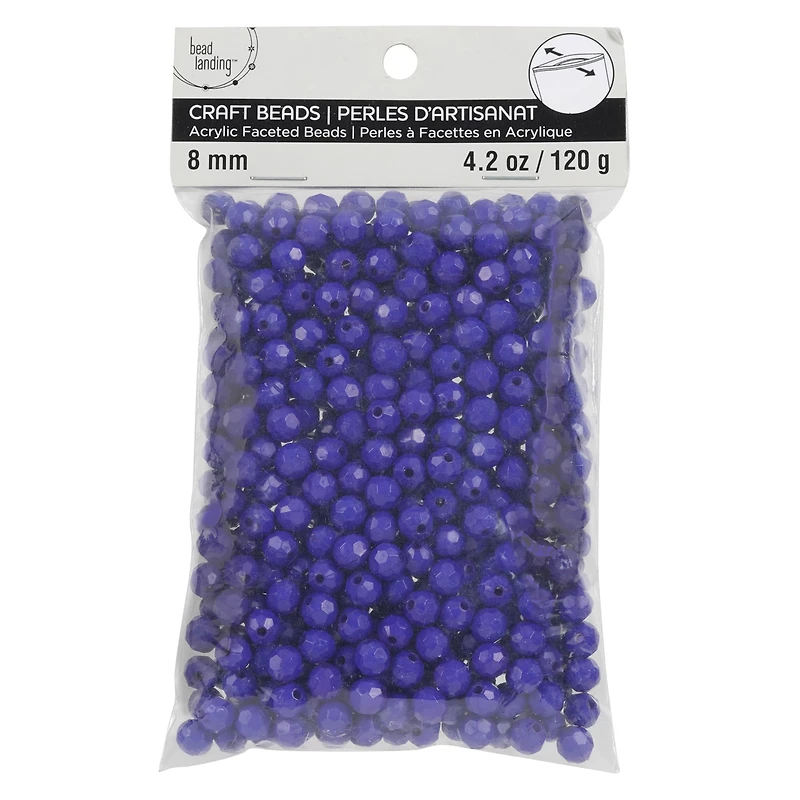 8mm Faceted Acrylic Round Craft Beads by Bead Landing