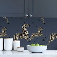Scalamandre Denim Zebra Safari Peel & Stick Wallpaper