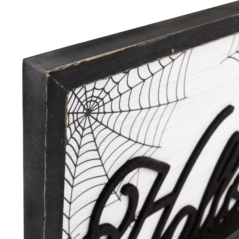 Stupell Industries Happy Halloween Spider Web Framed Giclee Art