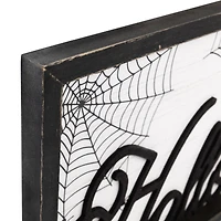Stupell Industries Happy Halloween Spider Web Framed Giclee Art