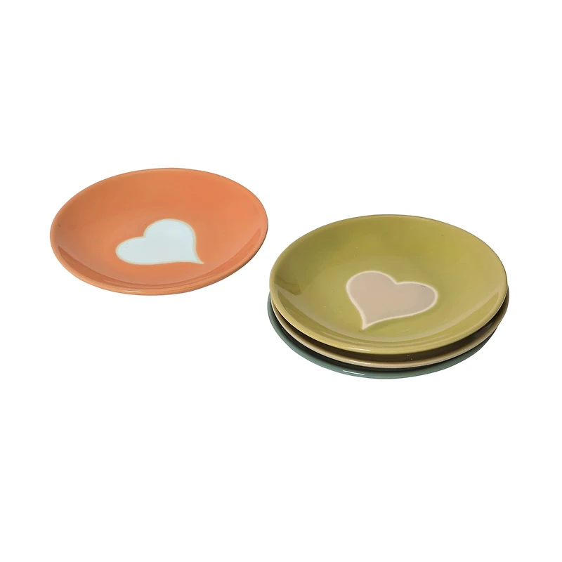 Hello Honey® Wax Relief Heart Handmade Stoneware Plate Set