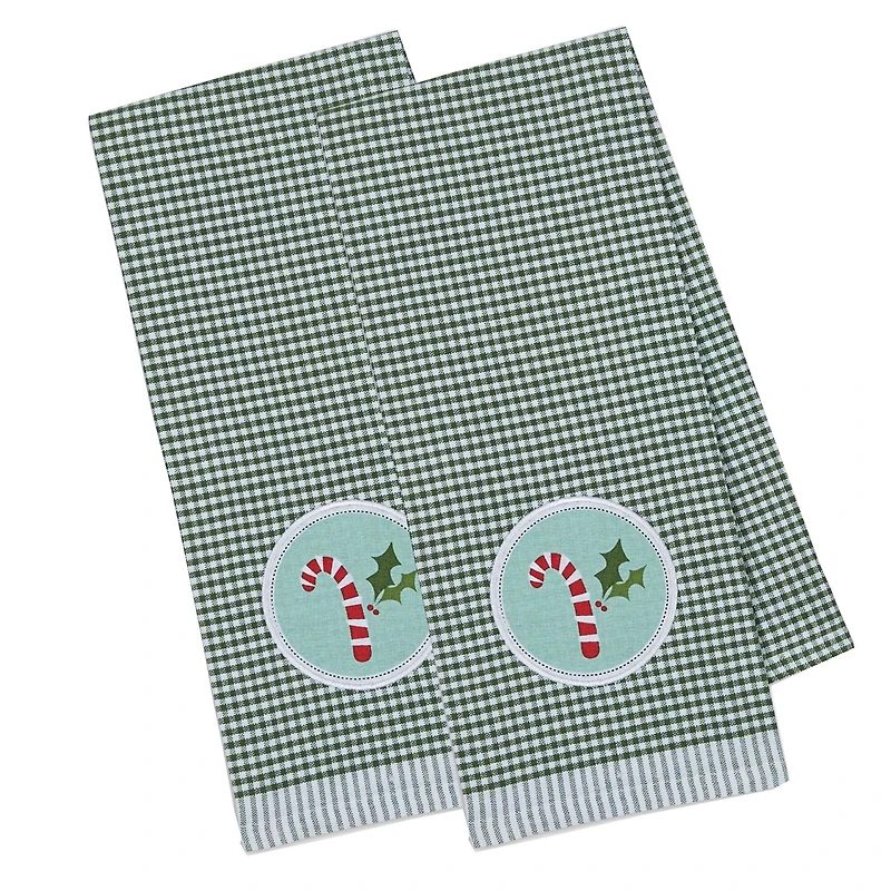 DII® Candy Cane Embellished Dishtowel Set