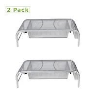 Mind Reader Silver Metal Mesh Monitor Riser Stand & Desk Drawer Organizer Set