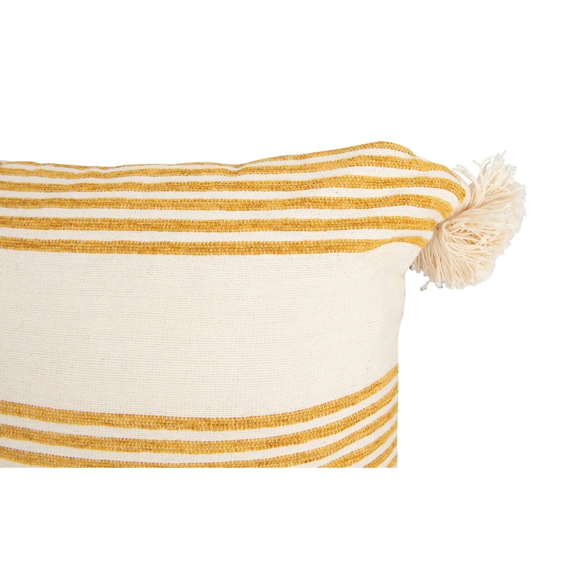 Hello Honey® Cream & Mustard Striped Pillow with Tassels