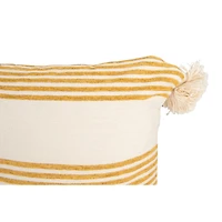 Hello Honey® Cream & Mustard Striped Pillow with Tassels