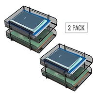 Mind Reader Network Collection Black Metal Mesh 2-Tier Letter Size Paper Trays, 2ct.