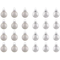 24ct. 1" 2-Finish Silver Glass Ball Ornaments