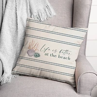 Life Is Better At The Beach Scallop & Snail Shell Throw Pillow