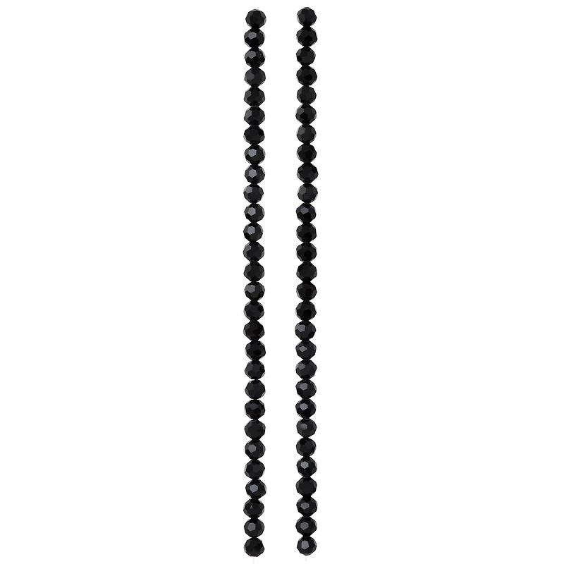 12 Pack: Jet Black Faceted Glass Round Beads, 6mm by Bead Landing™