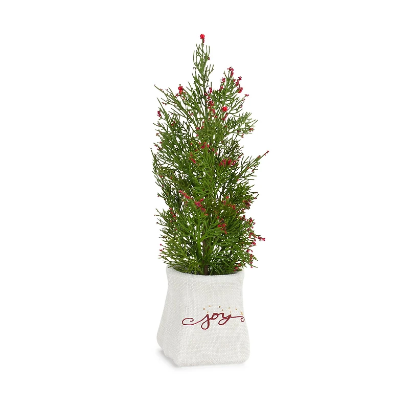 14.25" & 16.5" Unlit Pine Artificial Potted Christmas Tree Set