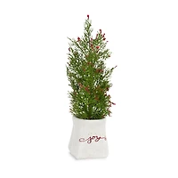 14.25" & 16.5" Unlit Pine Artificial Potted Christmas Tree Set