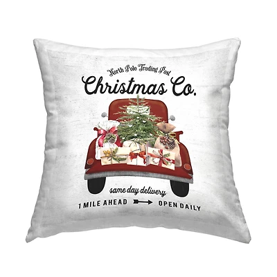Stupell Industries Vintage Christmas Truck Sign Throw Pillow