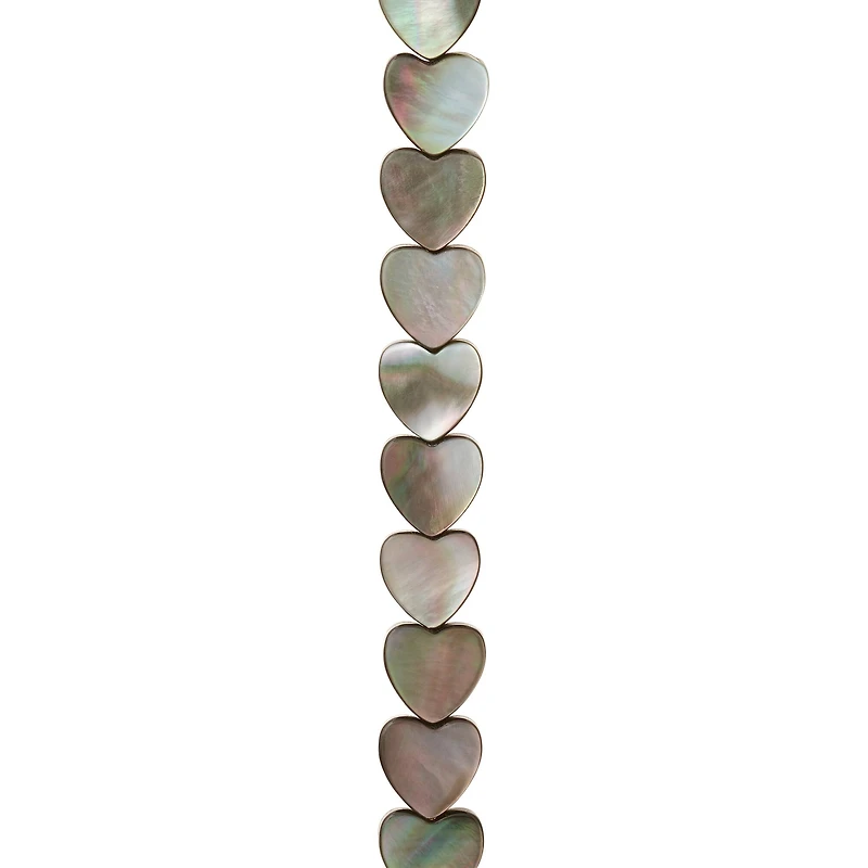 12 Pack: Gray Shell Heart Beads, 10mm by Bead Landing™