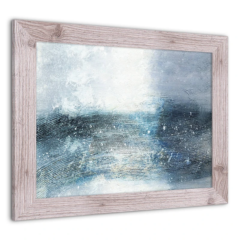 Galaxy Abstract Blues Wall Print in Western White Frame