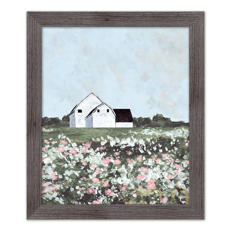 Barn Field 20" x 24" Western Gray Framed Print