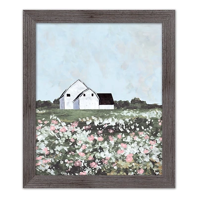 Barn Field 20" x 24" Western Gray Framed Print