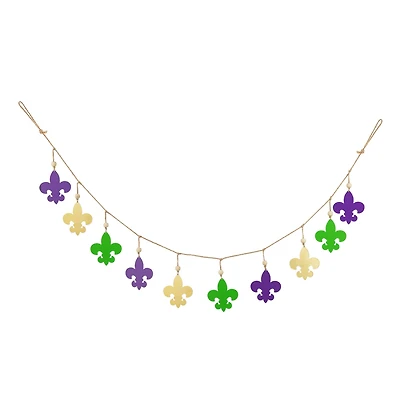 Glitzhome® 6ft Mardi Gras Metal Fleur-de-Lis Garland