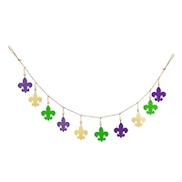 Glitzhome® 6ft Mardi Gras Metal Fleur-de-Lis Garland