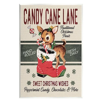 Stupell Industries Candy Cane Lane Vintage Reindeer Boot Wall Plaque Art
