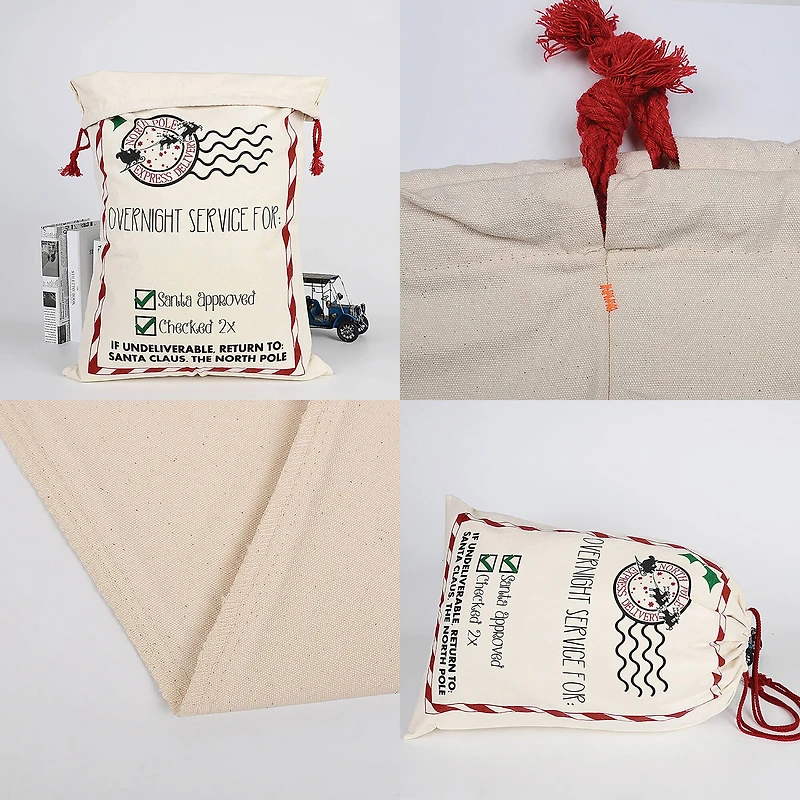 Personality Case™ 19" x 26" Candy Stripe Cotton Christmas Drawstring Bag