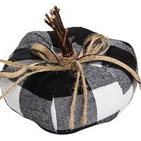 4.5" Black & White Buffalo Plaid Plush Fall Harvest Pumpkin