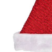 17" Red & White Striped Santa Hat with Pom Pom & Cuffed Faux Fur