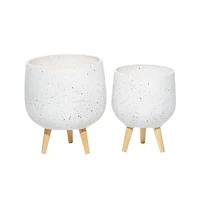 Set of 2 White MgO Contemporary Planter 17", 15"