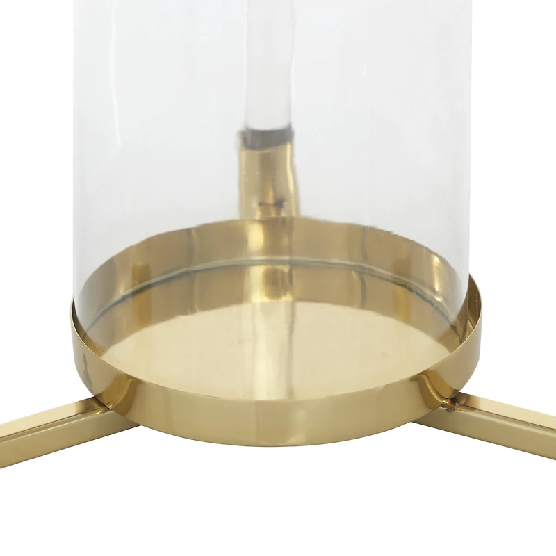 The Novogratz Gold Stainless Steel Contemporary Lantern, 18" x 11" x 11"