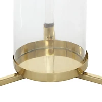 The Novogratz Gold Stainless Steel Contemporary Lantern, 18" x 11" x 11"