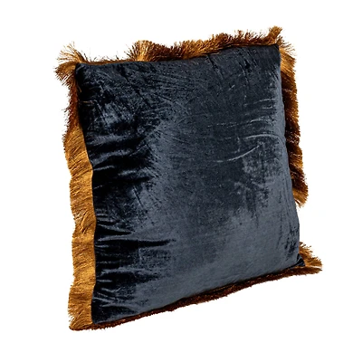 Hello Honey® 20" x 20" Navy & Gold Silk Fringed Pillow