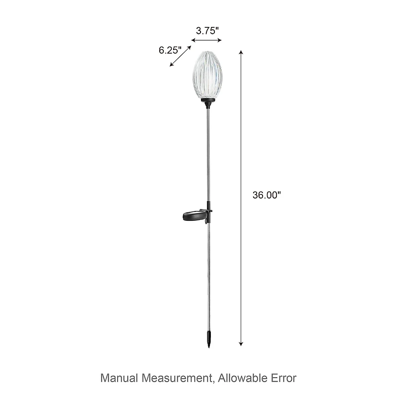 Glitzhome® 36" Solar Powered Oval Flower Stake Light with Stainless Steel Poles, 3ct.