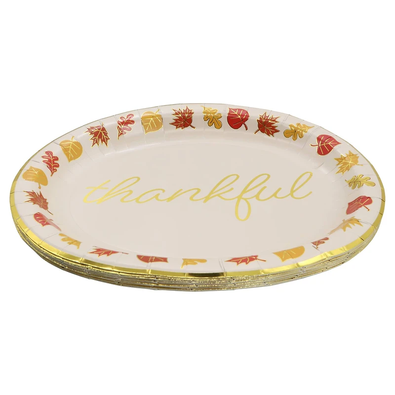 12" Oval Thankful Leaves Paper Plates, 12ct. by Celebrate It™