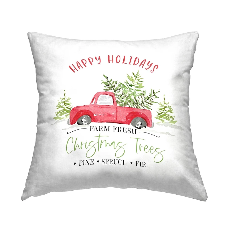 Stupell Industries Farm Fresh Christmas Tree Truck Throw Pillow